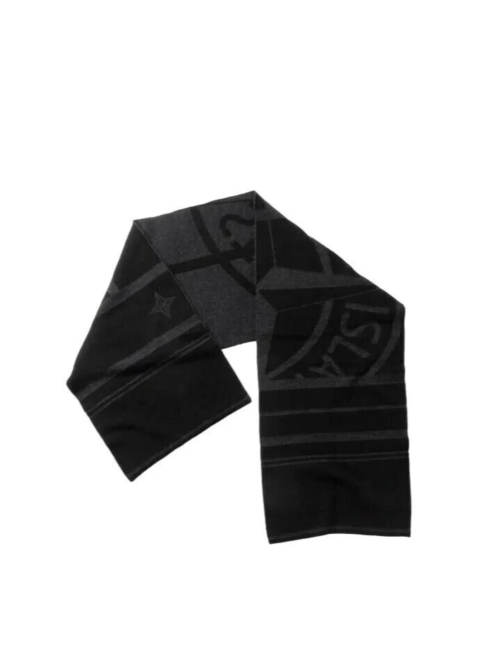 NEW Stone Island Black/Gray Wool Blend Scarf